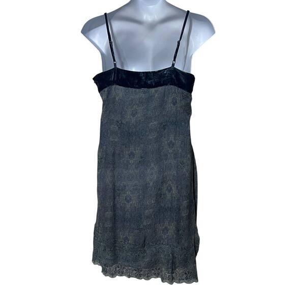 Sundance Womens 16 2-pc Midi Slip Dress Sheer Overlay Embroidered Sequin Blue - Picture 12 of 14